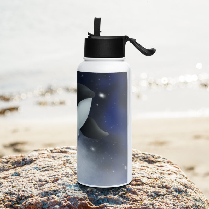 Killer whale Stainless steel water bottle with a straw lid - Image 3