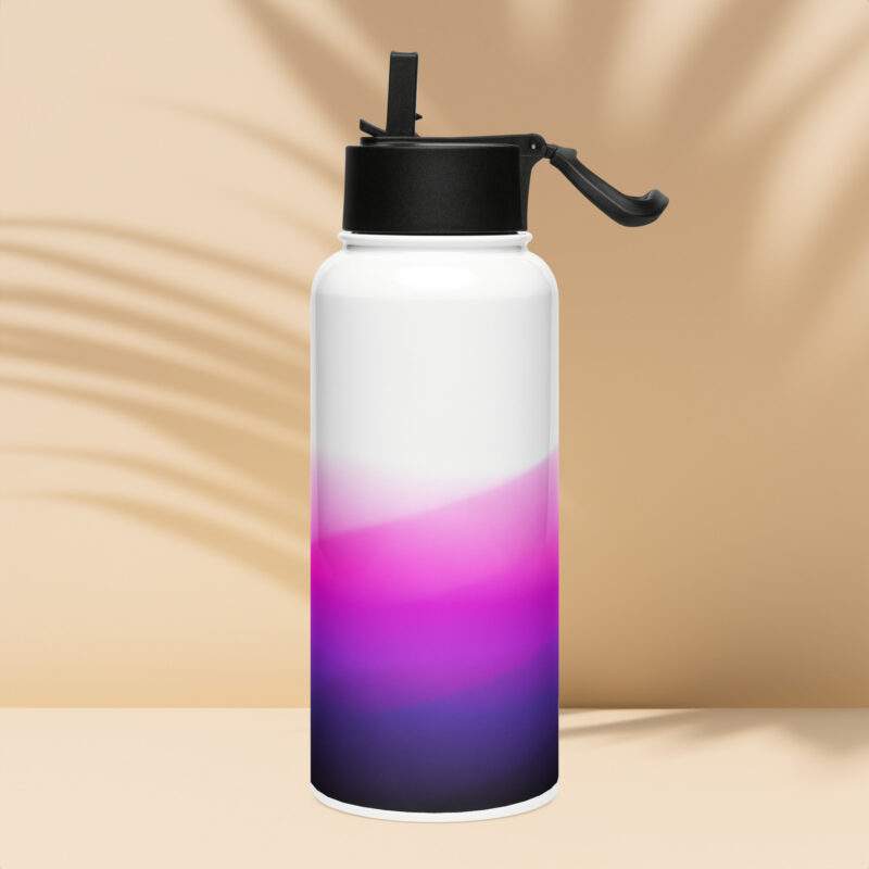 Pink abstract Stainless steel water bottle with a straw lid - Image 3