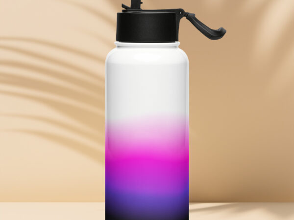 Pink abstract 2 Stainless steel water bottle with a straw lid