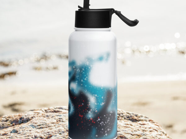 Green abstract Stainless steel water bottle with a straw lid