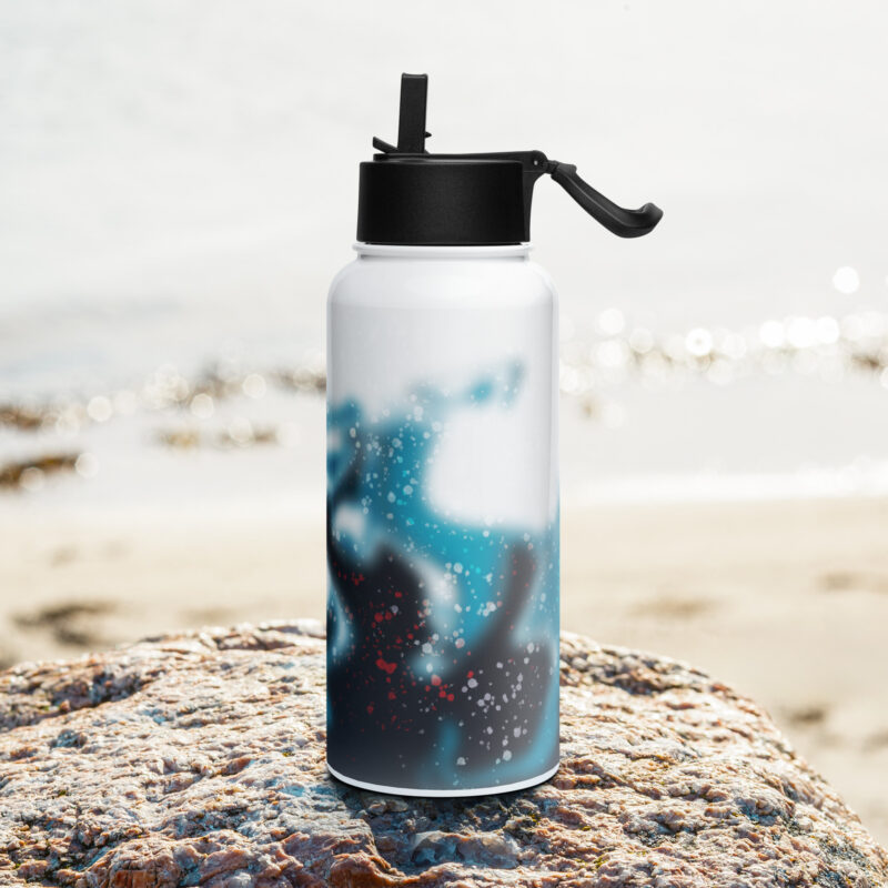 Green abstract Stainless steel water bottle with a straw lid