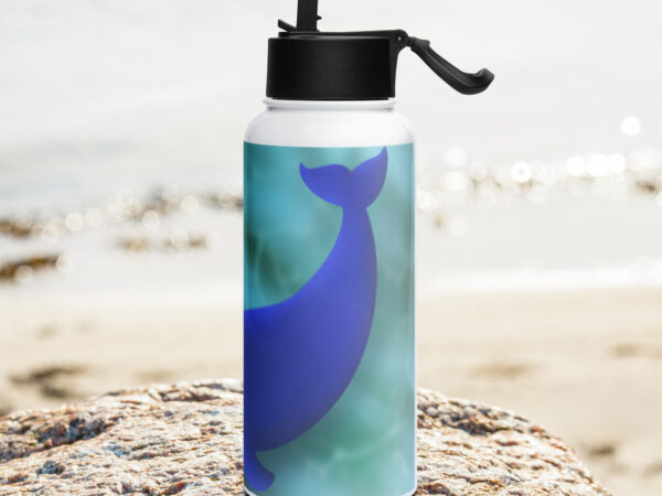 Blue Whale Stainless steel water bottle with a straw lid