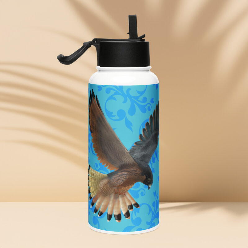 Peregrine falcon Stainless steel water bottle with a straw lid - Image 2
