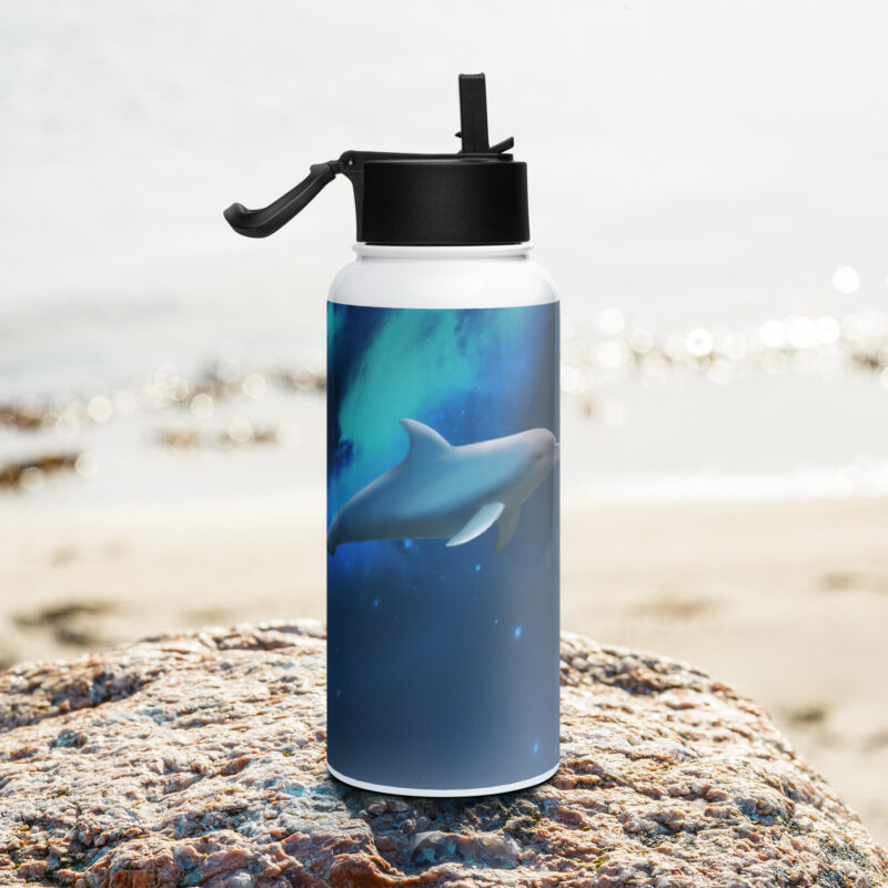 Dolphin Stainless steel water bottle with a straw lid - Image 2