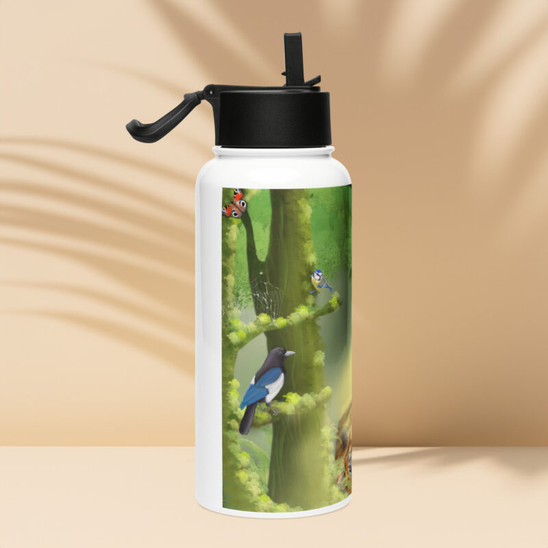Forest Creatures Stainless steel water bottle with a straw lid - Image 2