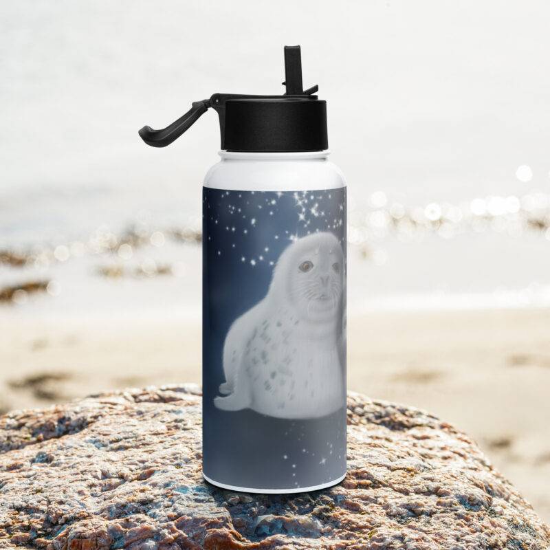 Cuddling Seals Stainless steel water bottle with a straw lid - Image 2