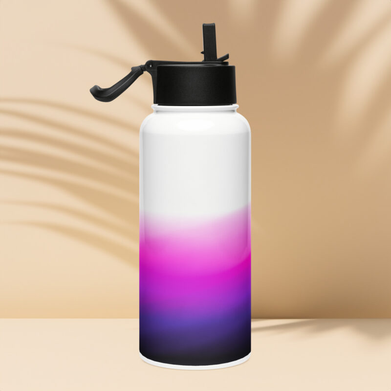 Pink abstract Stainless steel water bottle with a straw lid - Image 2
