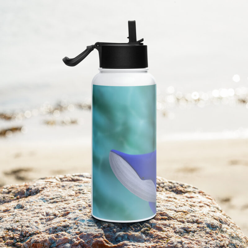 Blue Whale Stainless steel water bottle with a straw lid - Image 2