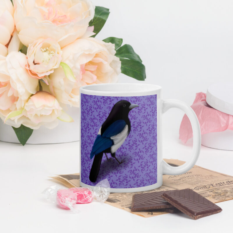 Magpie White glossy mug