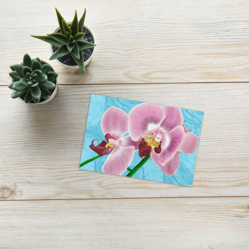 Pink Orchids Greeting card - Image 2